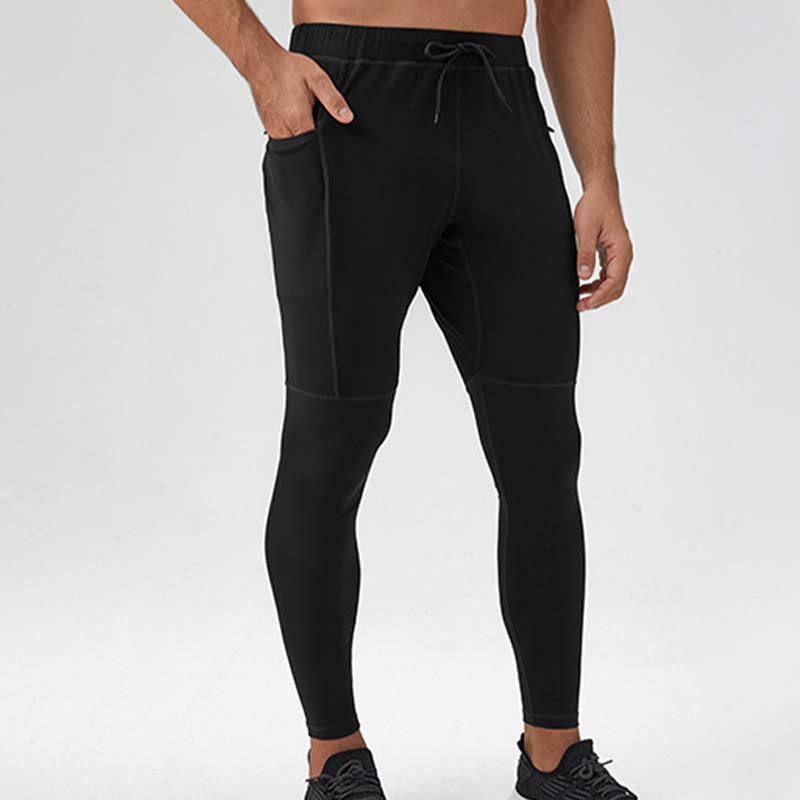 Buddha Stonesハイウエスト 速乾 通気性 フィットネス メンズ レギンス パンツ ジッパーポケット付き - image 24