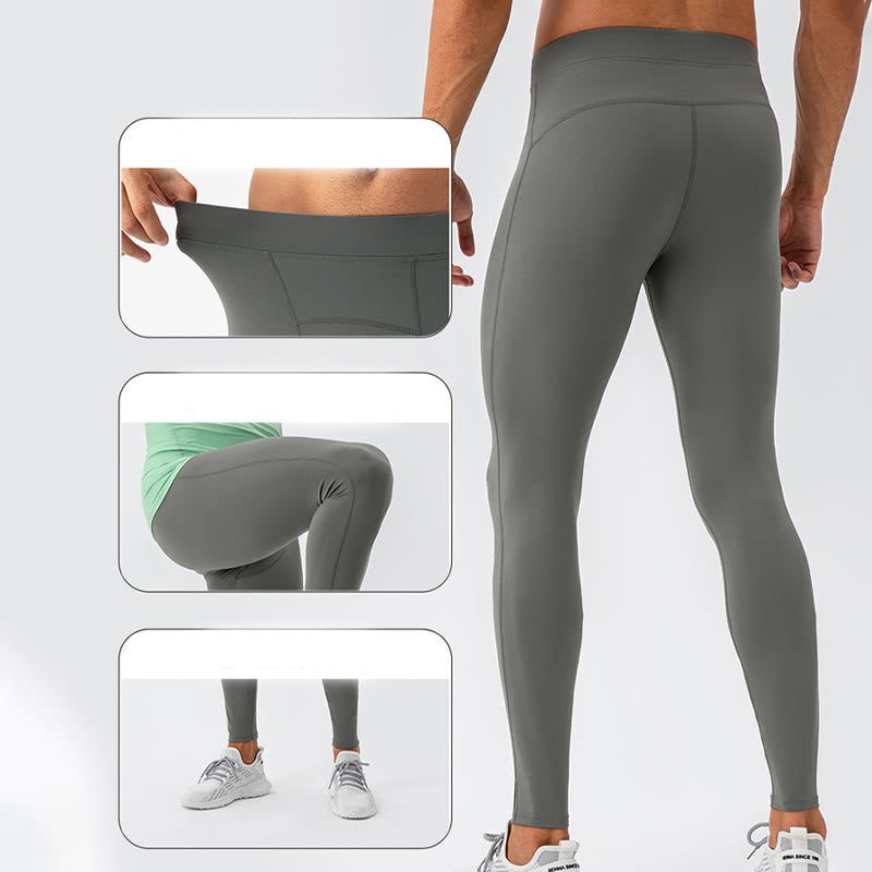 Buddha Stonesハイウエスト 伸縮性 速乾性 通気性 ジム スポーツ メンズ レギンス パンツ - image 4