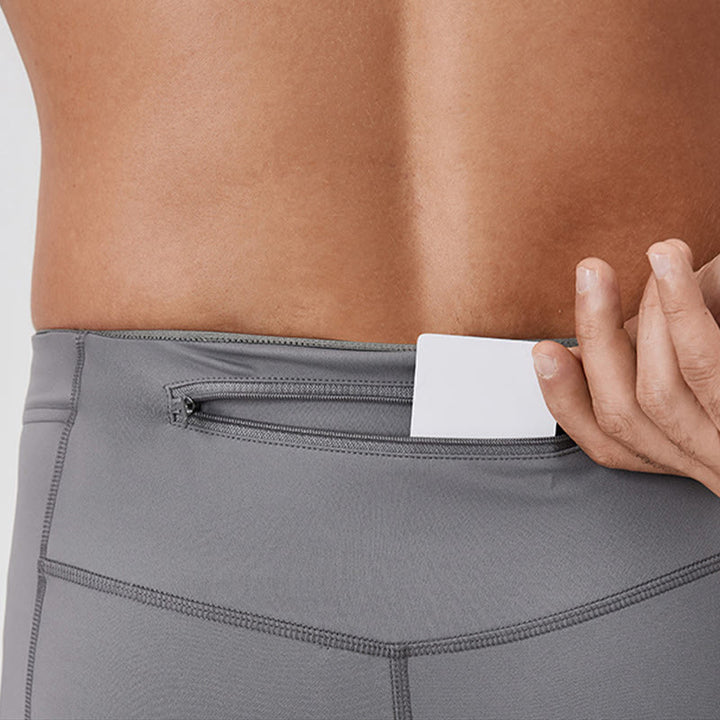 Buddha Stones無地 ハイウエスト 伸縮性 通気性 スポーツ メンズ レギンス パンツ バックジッパーポケット付き - image 9