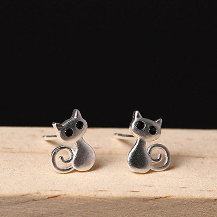 Buddha Stones925 スターリングシルバー ポスト キュートな猫 子猫 祝福 スタッドピアス - image 5