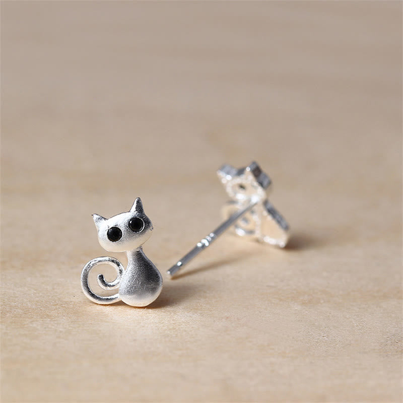 Buddha Stones925 スターリングシルバー ポスト キュートな猫 子猫 祝福 スタッドピアス - image 3
