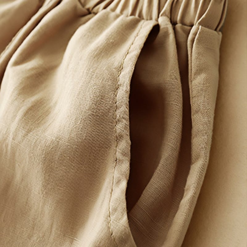 Buddha Stonesカジュアル刺繍パッチワーク生地7-8丈クロップドパンツレディースコットンハーレムパンツポケット付き - image 4