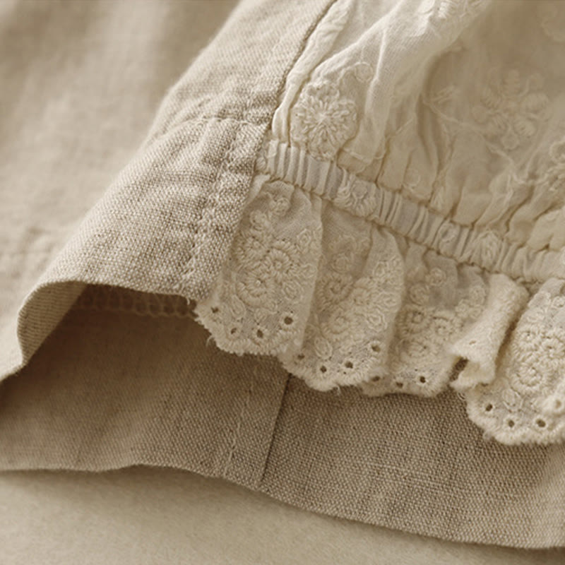 Buddha Stonesカジュアル刺繍パッチワーク生地7-8丈クロップドパンツレディースコットンハーレムパンツポケット付き - image 9