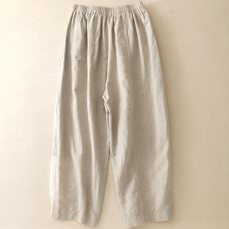 Buddha Stonesカジュアル刺繍パッチワーク生地7-8丈クロップドパンツレディースコットンハーレムパンツポケット付き - image 6