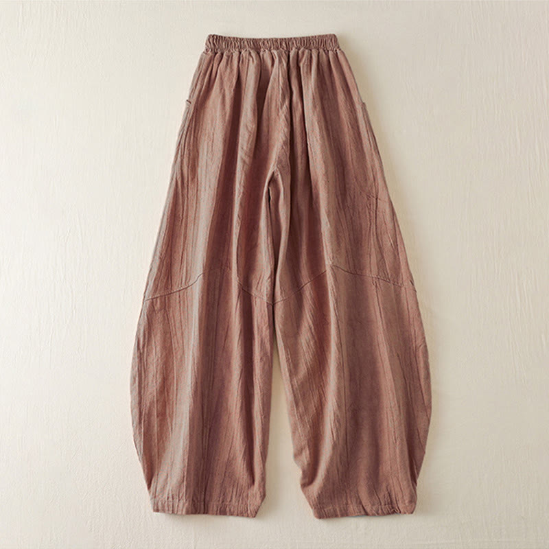 Buddha Stonesカジュアル ルーズ ストレートレッグ 7-8丈 クロップドパンツ レディース コットン ハーレムパンツ ポケット付き - image 1