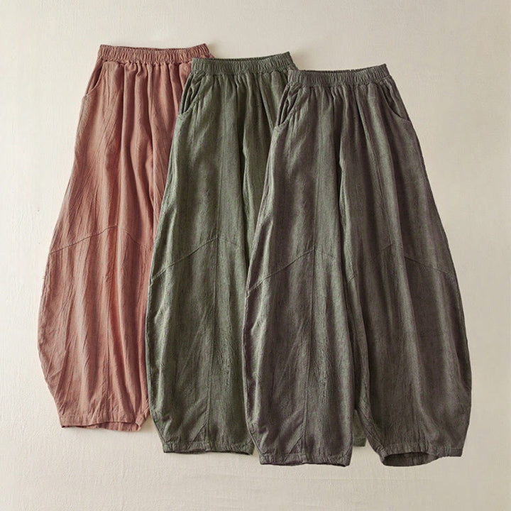 Buddha Stonesカジュアル ルーズ ストレートレッグ 7-8丈 クロップドパンツ レディース コットン ハーレムパンツ ポケット付き - image 16