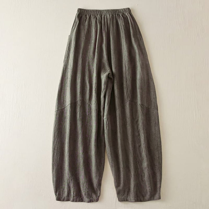 Buddha Stonesカジュアル ルーズ ストレートレッグ 7-8丈 クロップドパンツ レディース コットン ハーレムパンツ ポケット付き - image 8