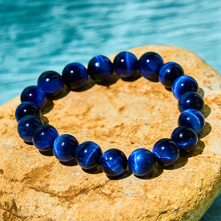 Buddha Stones 天然石 ブルータイガーアイ 守護ブレスレット