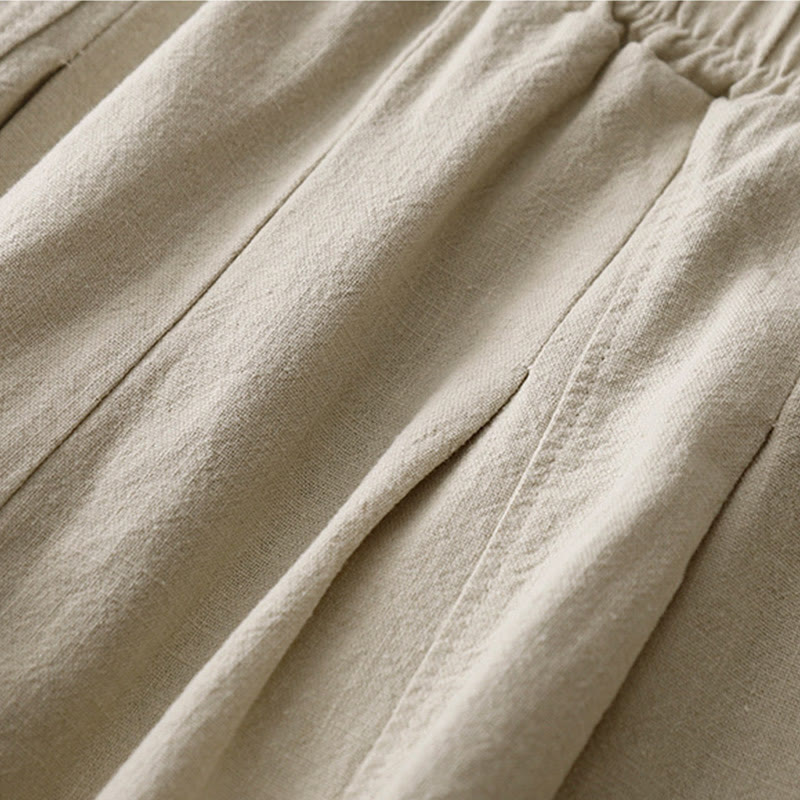 Buddha Stonesカジュアル 無地 7-8丈 レディース コットンリネン ハーレムパンツ ポケット付き - image 3