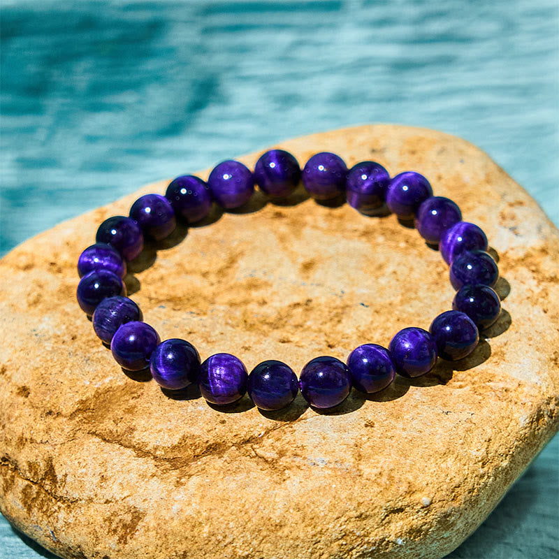 Buddha Stonesパープルタイガーアイ クリエイティビティブレスレット - パープルタイガーアイ（手首周り：14～16cm） - 12mm - image 0