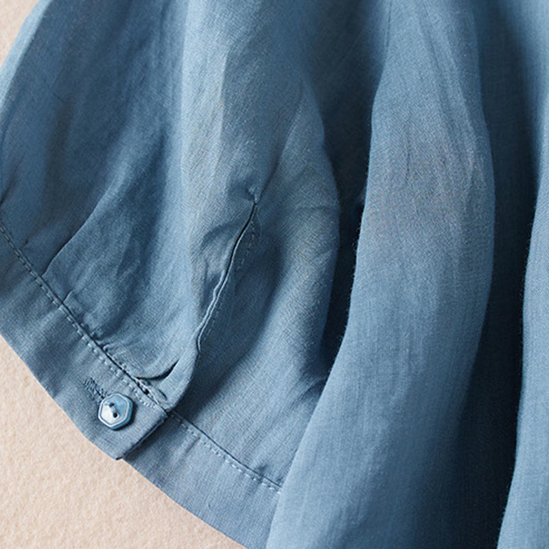 Buddha Stonesカジュアル 刺繍 植物 レディース Vネックデザイン 半袖 コットン混紡シャツ - image 21