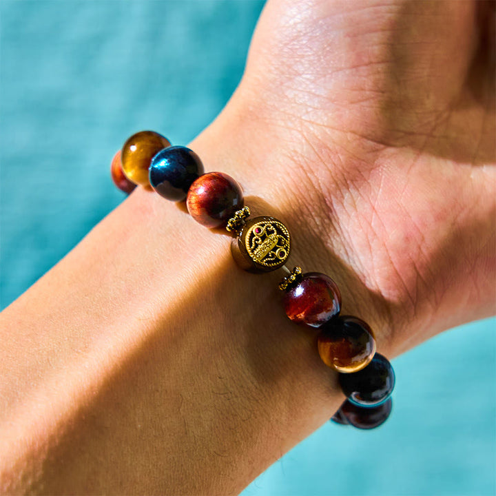Buddha Stonesタイガーアイ ストーンビーズ 守護 勇気 ブレスレット