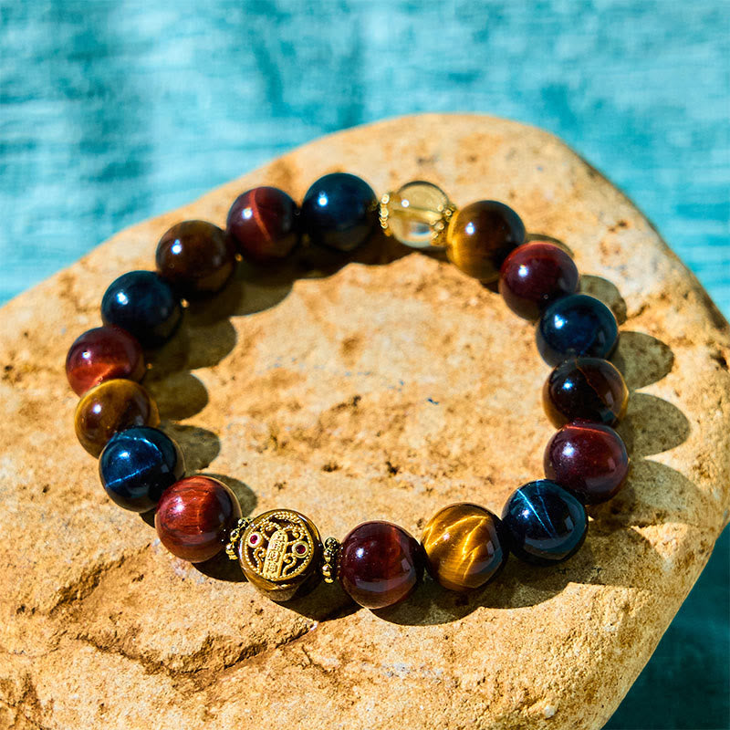 Buddha Stonesタイガーアイ ストーンビーズ 守護 勇気 ブレスレット