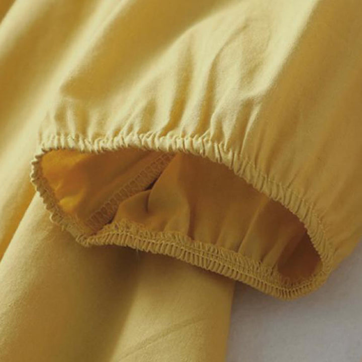 Buddha Stonesカジュアル 無地 フロッグボタン レディース フリルカラーデザイン 半袖 コットンリネンシャツ - image 6