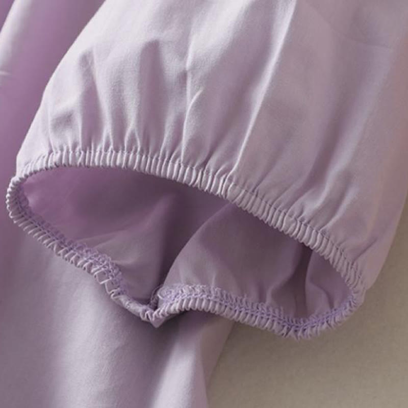 Buddha Stonesカジュアル 無地 フロッグボタン レディース フリルカラーデザイン 半袖 コットンリネンシャツ - image 10