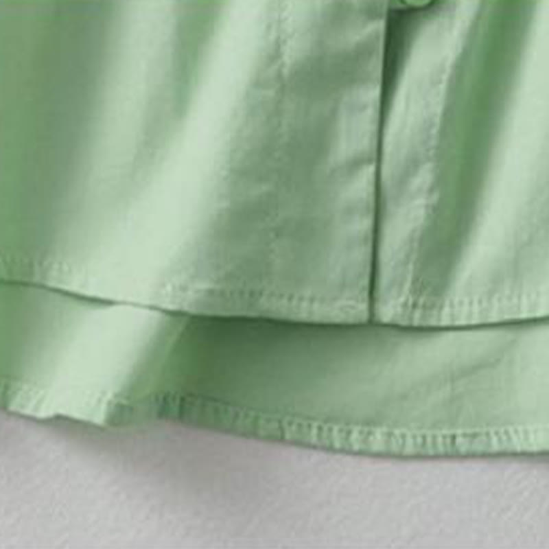 Buddha Stonesカジュアル 無地 フロッグボタン レディース フリルカラーデザイン 半袖 コットンリネンシャツ - image 19