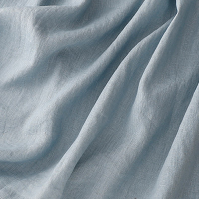 Buddha Stonesカジュアル 無地 クルーネック レースアップ 半袖 コットンリネン ミディドレス ポケット付き - image 13