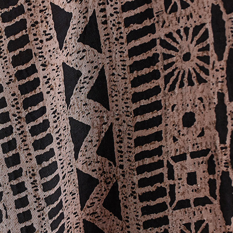 Buddha Stonesカジュアル ルーズ プリント 染め コットン リネン Vネック ハーフスリーブ デザイン ミディドレス ポケット付き - image 11