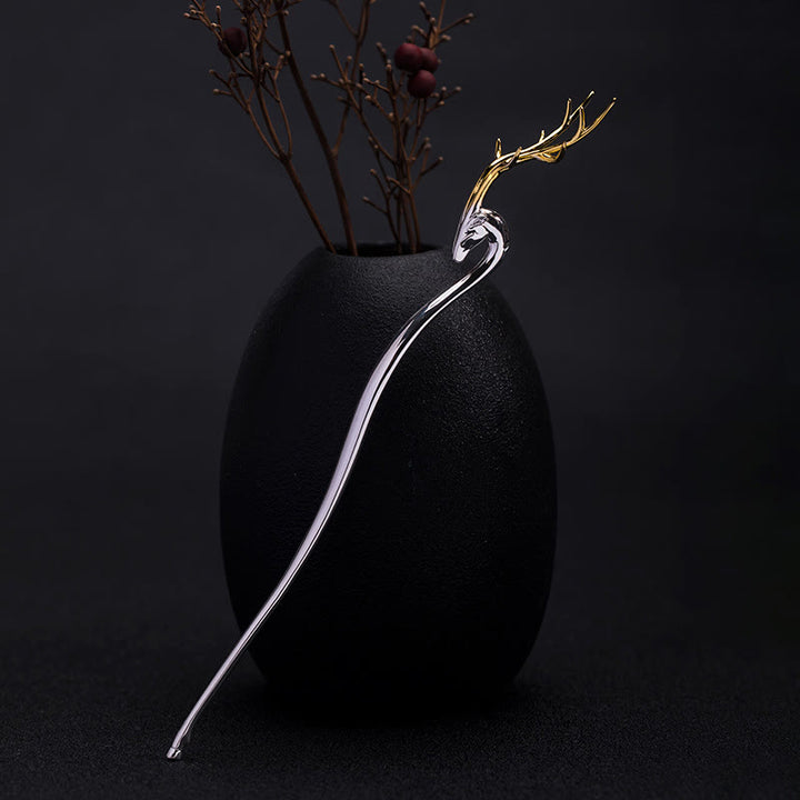 Buddha Stones925 スターリングシルバー 鹿の角 保護ヘアピン - 鹿の角のヘアピン - image 0