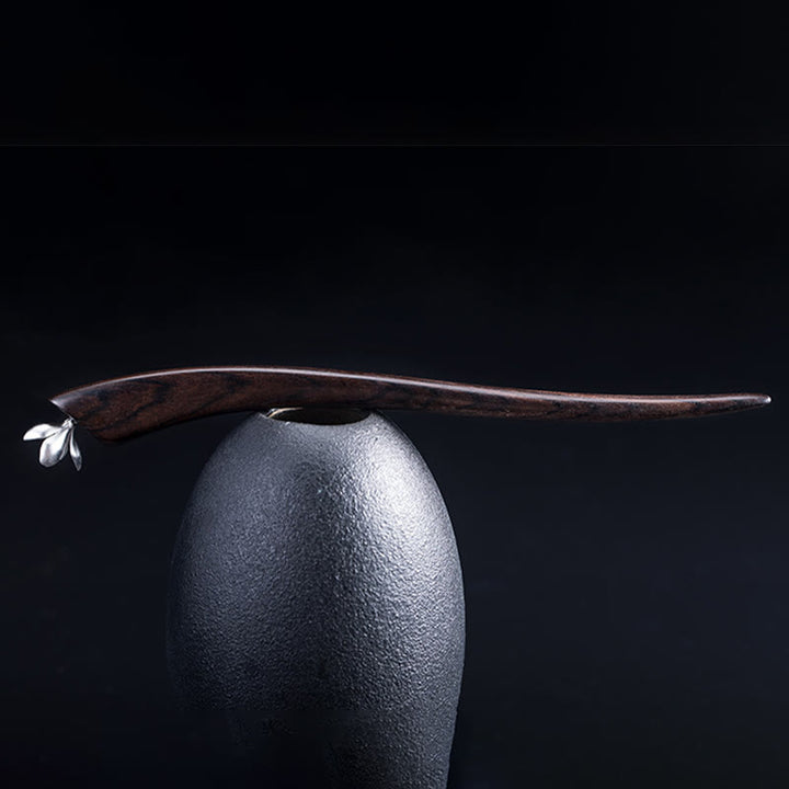 Buddha Stones925 スターリングシルバー クラシックエボニー マグノリアフラワー 祝福ヘアピン - image 5