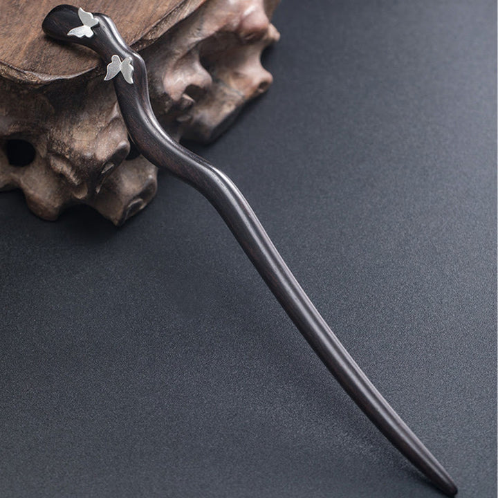 Buddha Stones925 スターリングシルバー クラシック中国風 黒檀 バタフライ リラックス ヘアピン - image 3