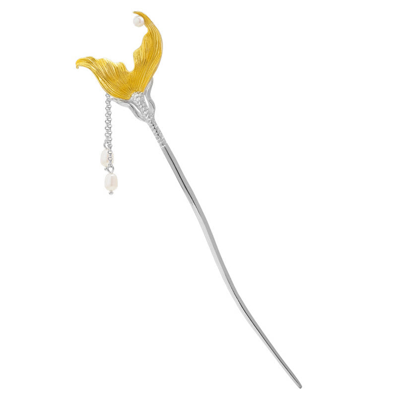 Buddha Stones925 スターリングシルバー クラシック中国風 フィッシュテール パール タッセル 落ち着いたヘアピン - image 9