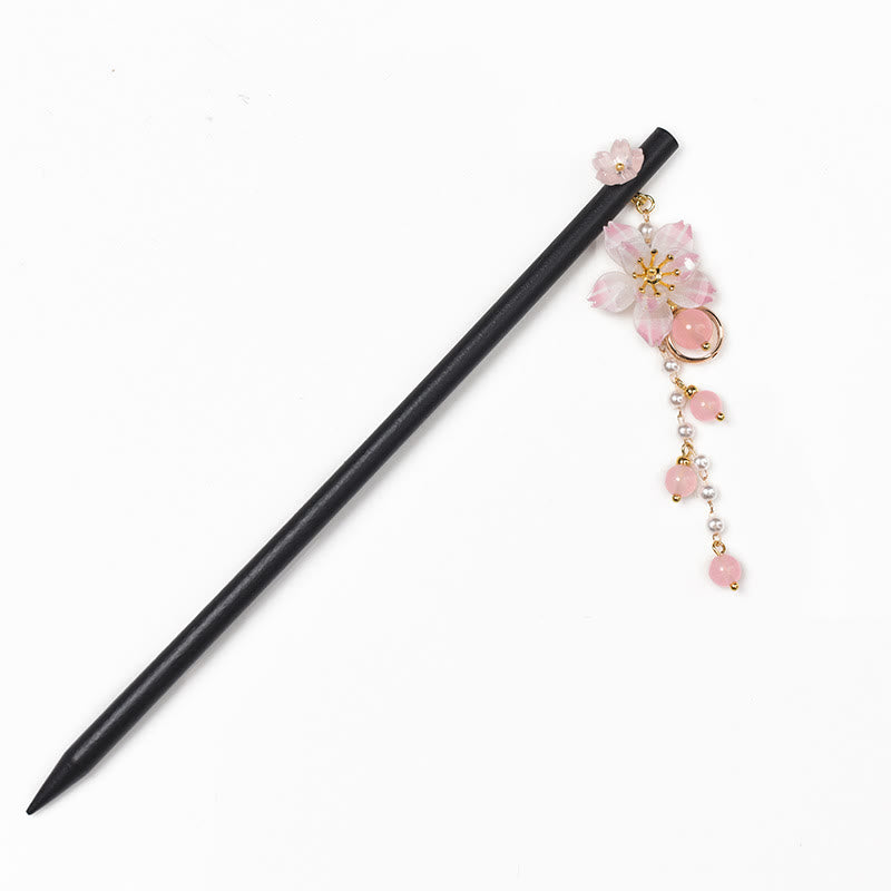 Buddha Stonesの芸術的なスタイルの梨の花のタッセル木製ヘアピン