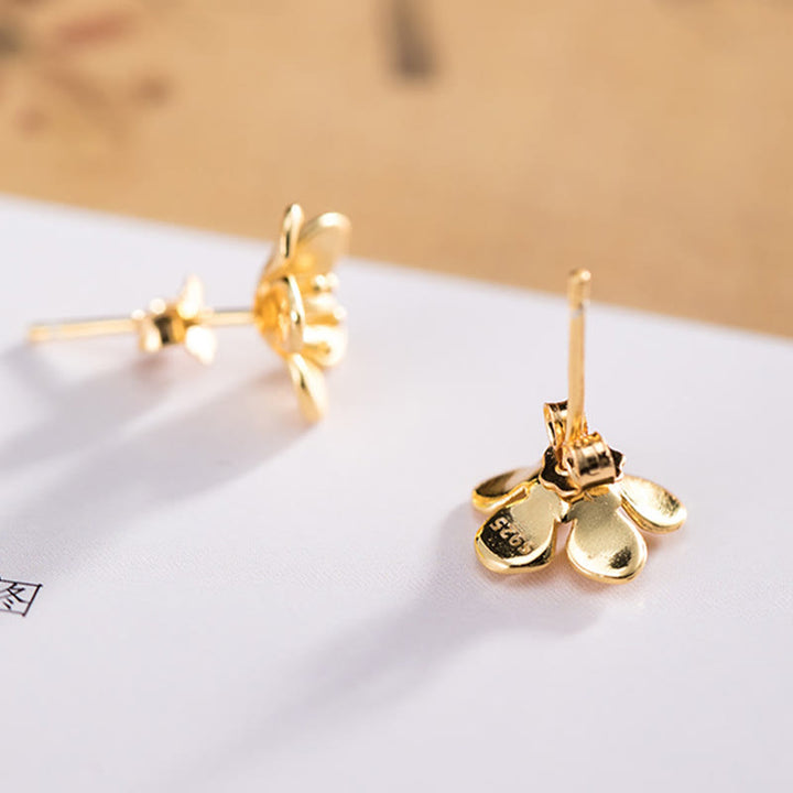 Buddha Stones925スターリングシルバー ゴールデンピーチブロッサム バランスイヤリング - image 2