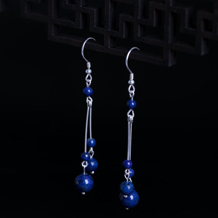 Buddha Stones925スターリングシルバー ラズライトビーズ セレニティ ドロップイヤリング