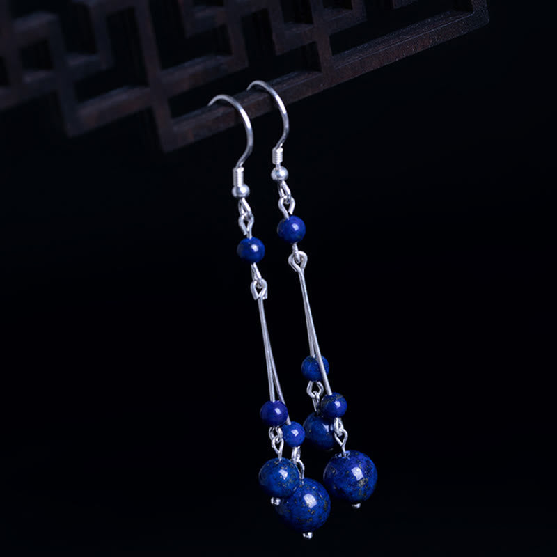 Buddha Stones925スターリングシルバー ラズライトビーズ セレニティ ドロップイヤリング - image 1