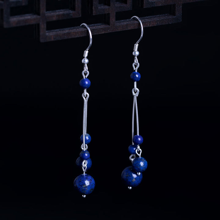 Buddha Stones925スターリングシルバー ラズライトビーズ セレニティ ドロップイヤリング - 925スターリングシルバー - image 0
