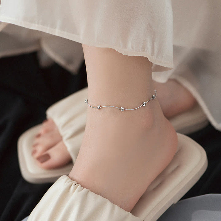 Buddha Stones925 スターリングシルバー シンプルウェーブシェイプ プロテクションアンクレット