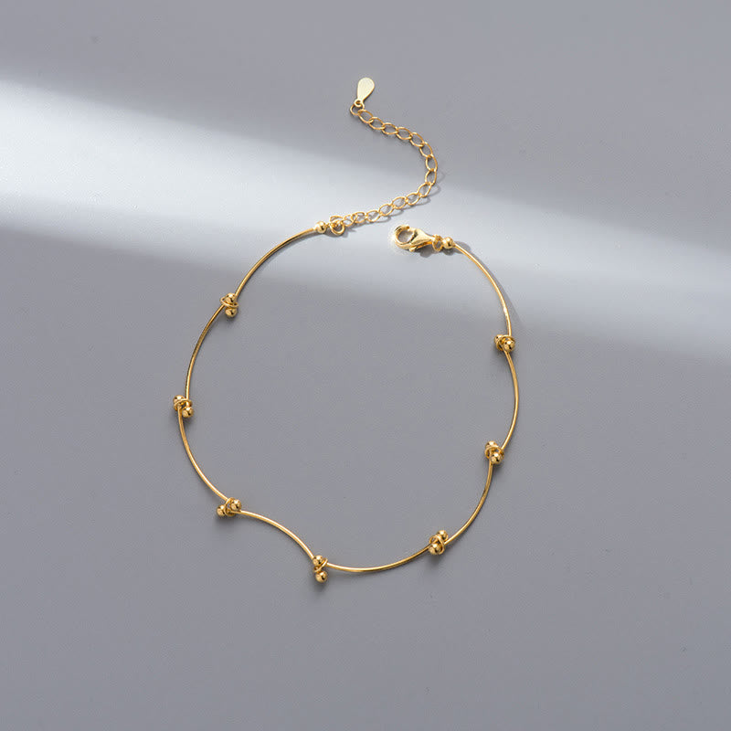 Buddha Stones925 スターリングシルバー シンプルウェーブシェイプ プロテクションアンクレット - ゴールドアンクレット（円周：25～30cm） - image 7