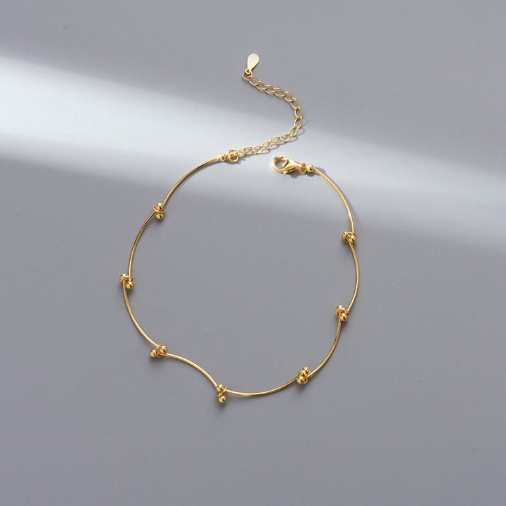 Buddha Stones925 スターリングシルバー シンプルウェーブシェイプ プロテクションアンクレット - ゴールドアンクレット（円周：25～30cm） - image 7