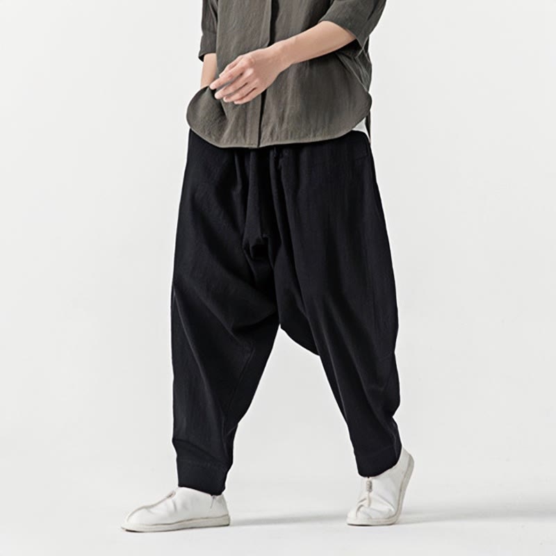 Buddha Stones春 無地 ドローストリング メンズ ハーレムパンツ ポケット付き - image 11