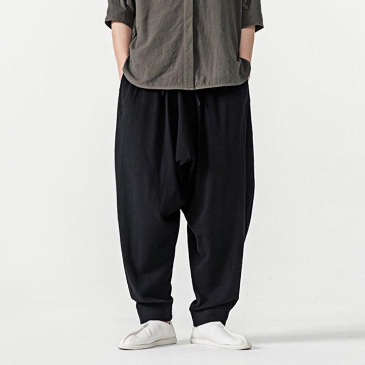 Buddha Stones春 無地 ドローストリング メンズ ハーレムパンツ ポケット付き - image 9