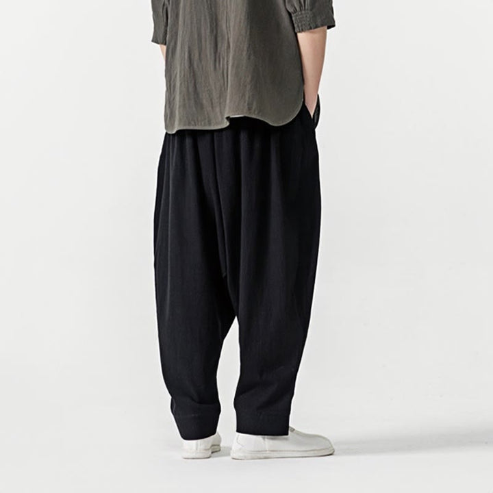 Buddha Stones春 無地 ドローストリング メンズ ハーレムパンツ ポケット付き - image 12