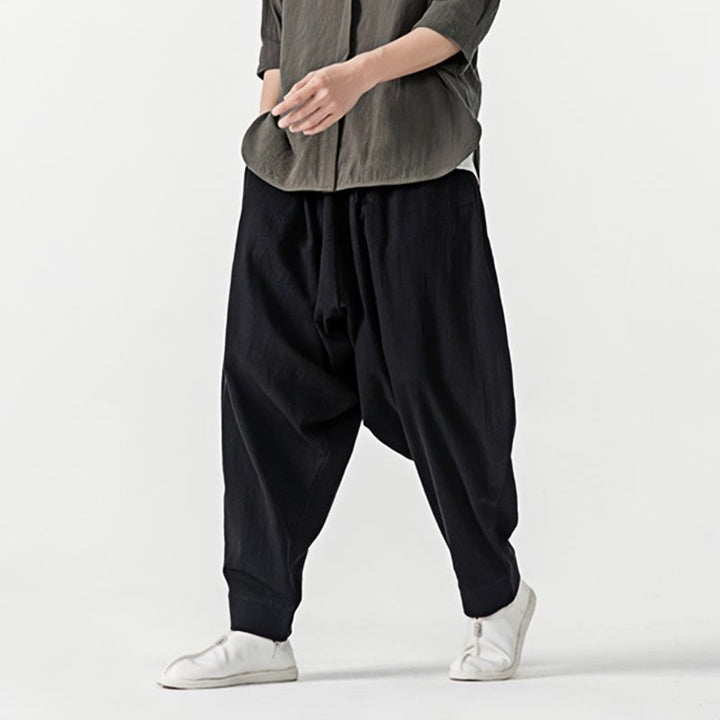 Buddha Stones春 無地 ドローストリング メンズ ハーレムパンツ ポケット付き - image 11