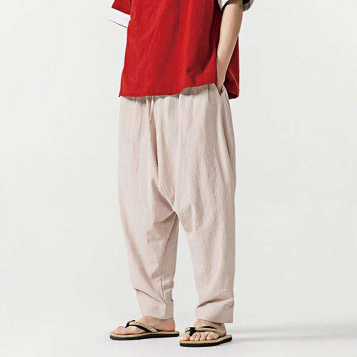 Buddha Stones春 無地 ドローストリング メンズ ハーレムパンツ ポケット付き - image 25