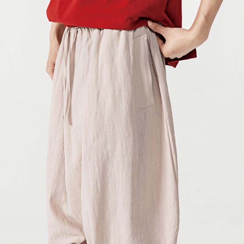 Buddha Stones春 無地 ドローストリング メンズ ハーレムパンツ ポケット付き - image 29