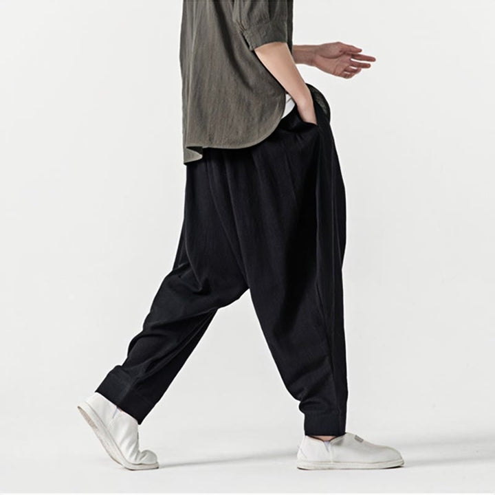 Buddha Stones春 無地 ドローストリング メンズ ハーレムパンツ ポケット付き - image 13
