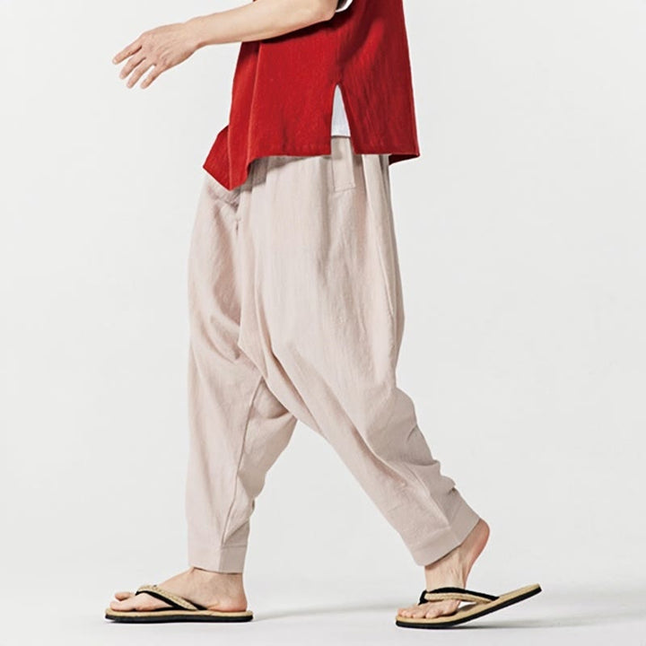 Buddha Stones春 無地 ドローストリング メンズ ハーレムパンツ ポケット付き - image 27