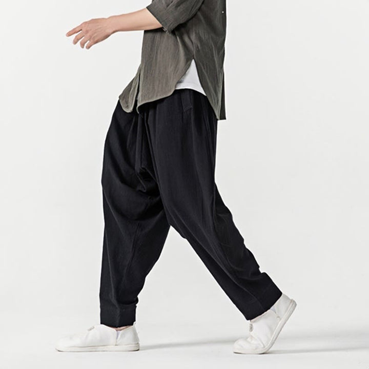 Buddha Stones春 無地 ドローストリング メンズ ハーレムパンツ ポケット付き - image 17