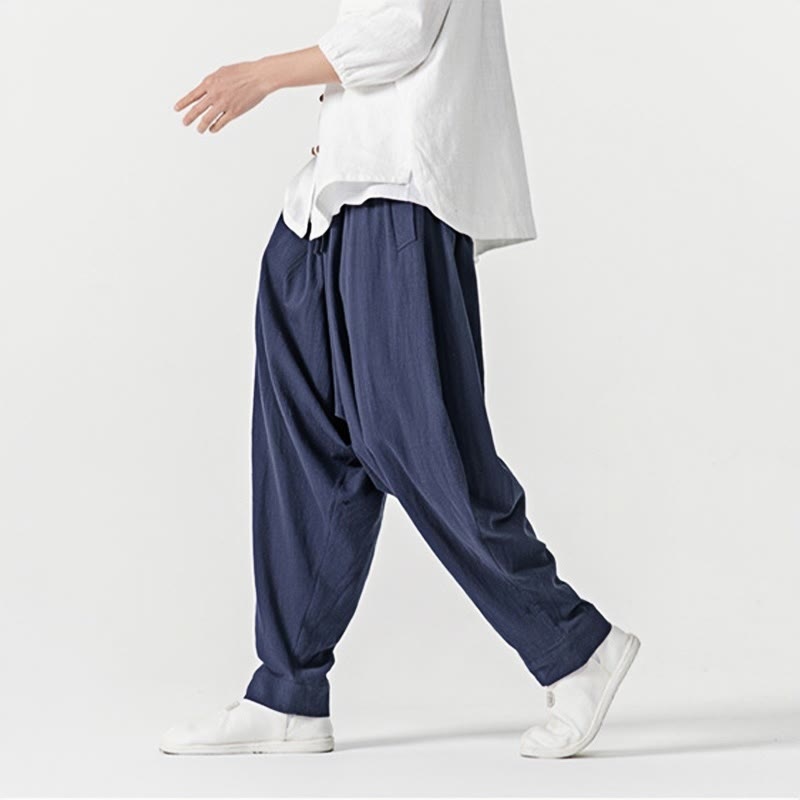 Buddha Stones春 無地 ドローストリング メンズ ハーレムパンツ ポケット付き - image 7