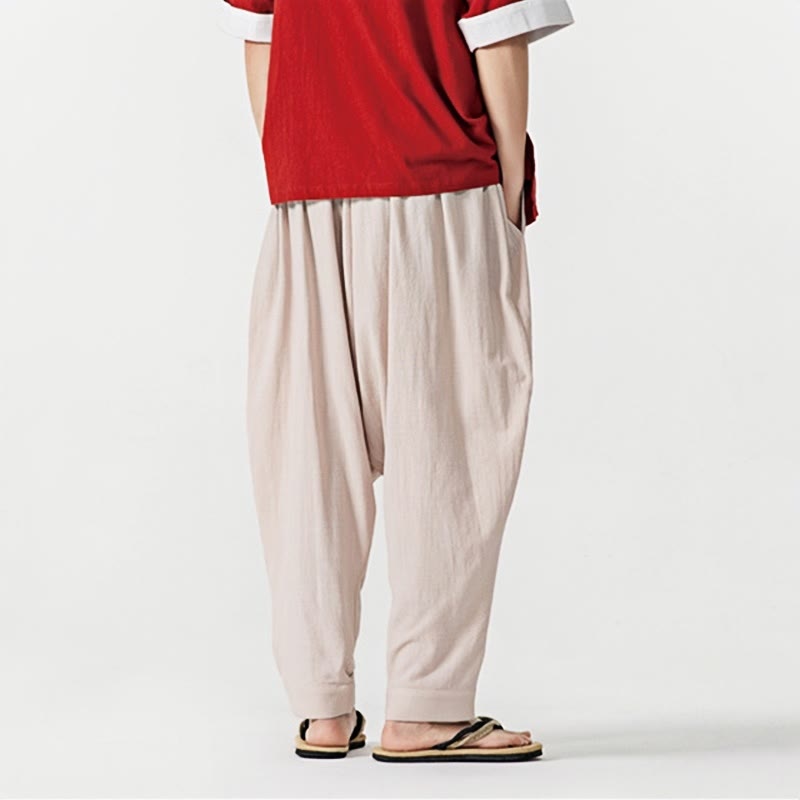 Buddha Stones春 無地 ドローストリング メンズ ハーレムパンツ ポケット付き - image 22