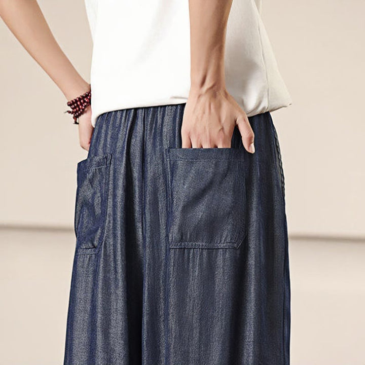 Buddha Stones春 ソリッドカラー ドローストリング メンズ ワイドレッグパンツ ポケット付き - image 40