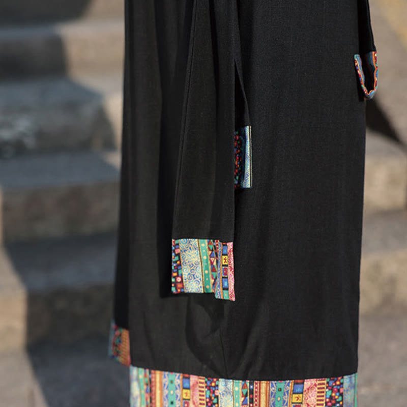 Buddha Stones夏 エスニック 7-8丈 クロップド丈 コットン メンズ ワイドレッグパンツ ポケット付き - image 11