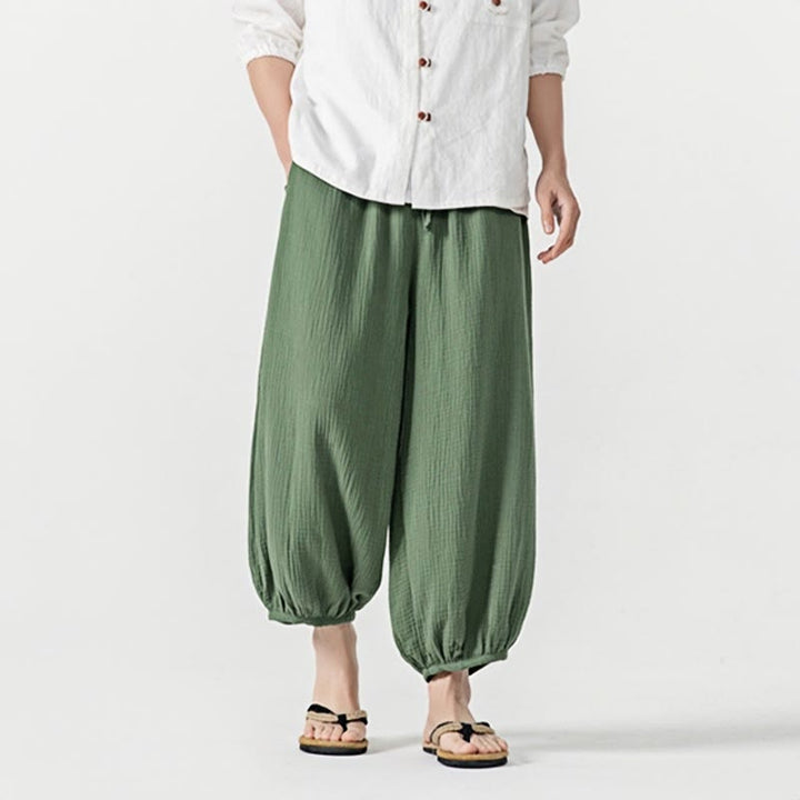 Buddha Stonesソフト無地ドローストリングコットンメンズパンツ ポケット付き - image 35