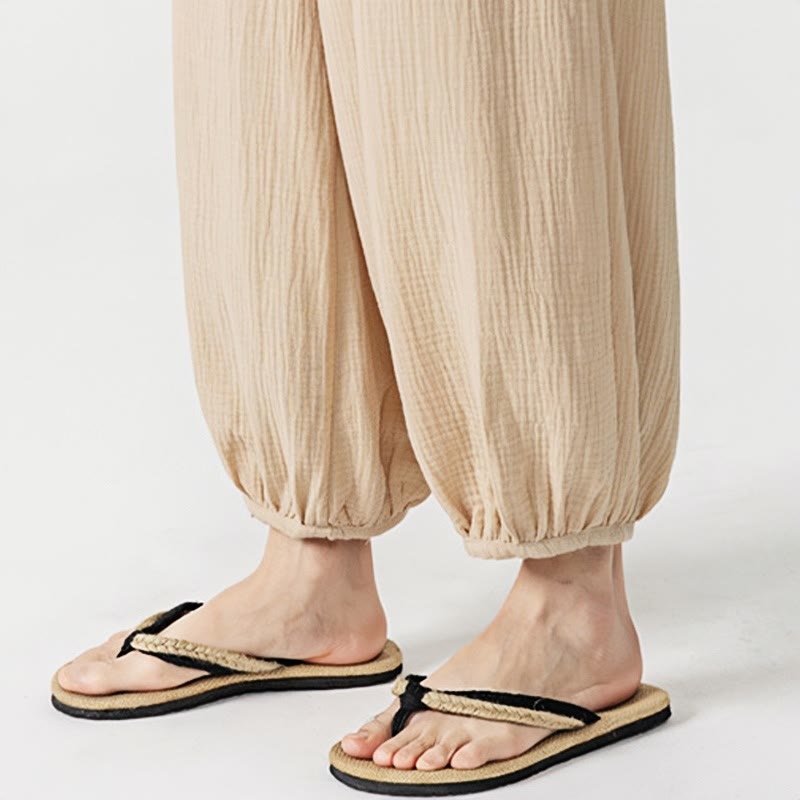 Buddha Stonesソフト無地ドローストリングコットンメンズパンツ ポケット付き - image 11