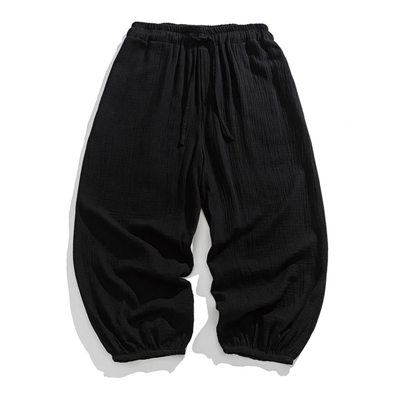 Buddha Stonesソフト無地ドローストリングコットンメンズパンツ ポケット付き - 黒 - US/UK/AU46、 EU56 (5XL) - image 13